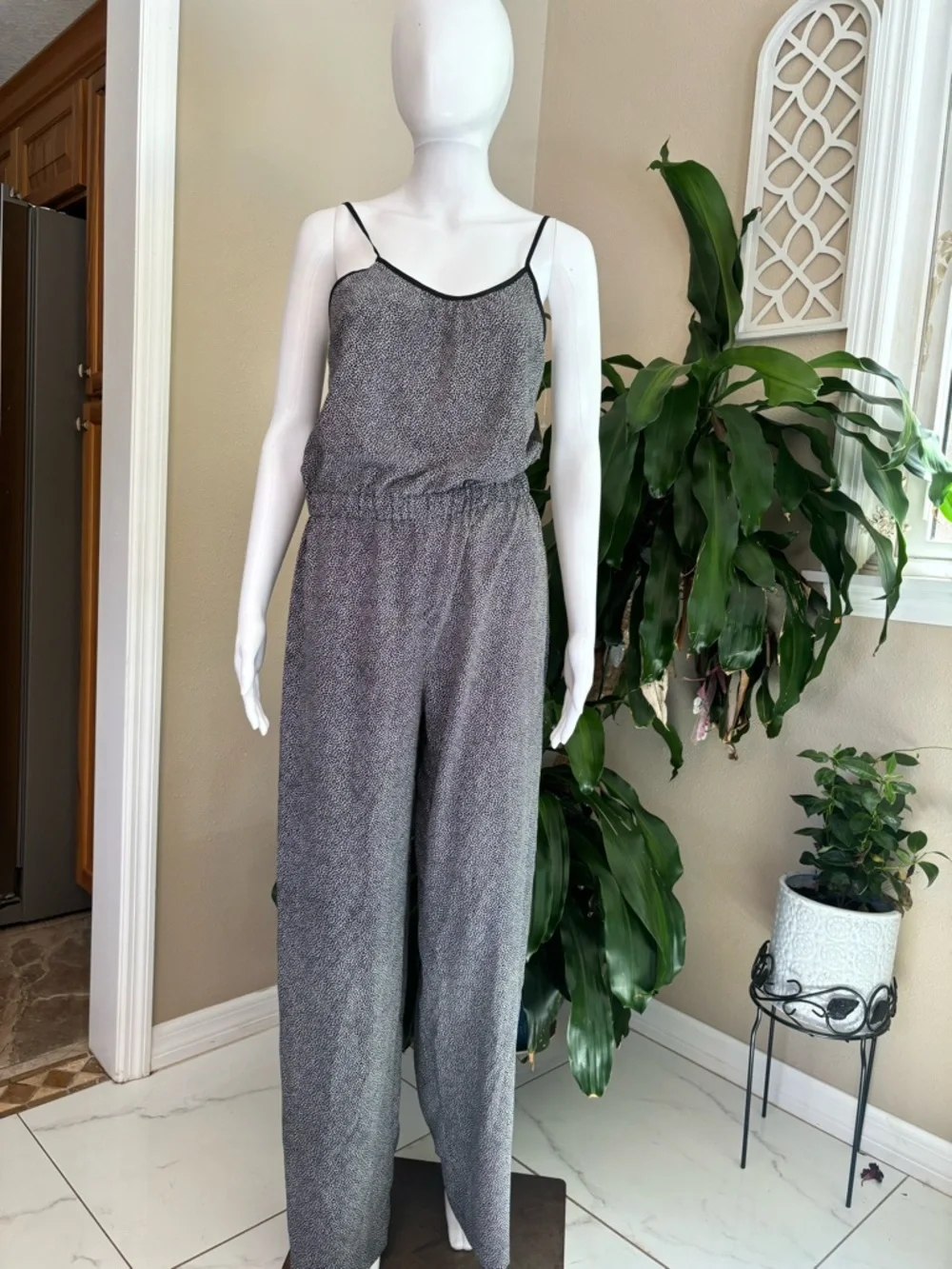 Michael Kors Sleeveless Gray Wide-Leg Jumpsuit with Thin Straps